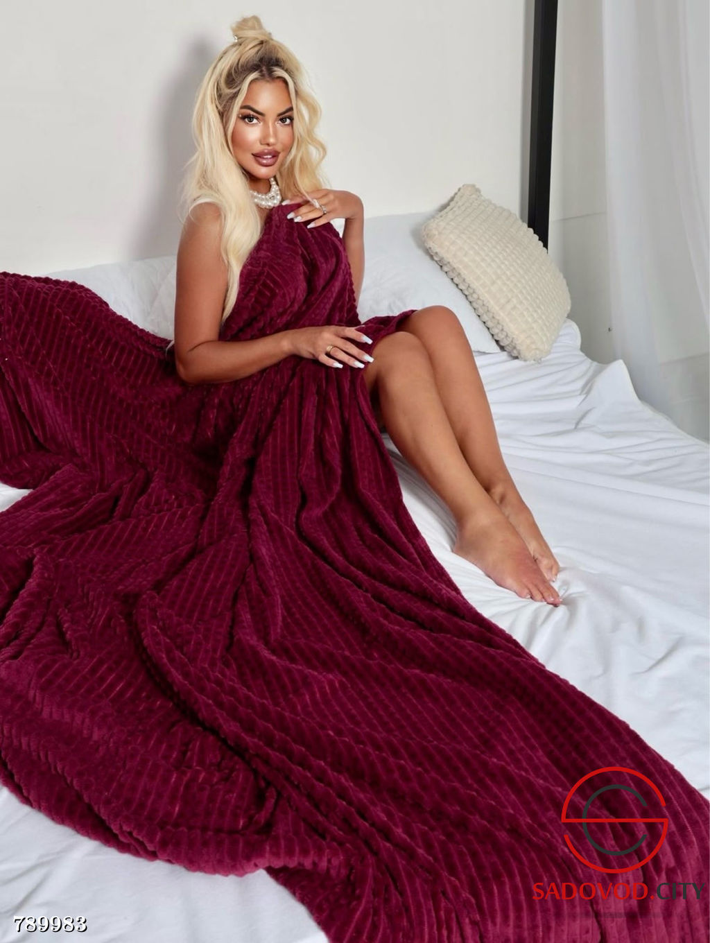 Плед в кубик на кровать