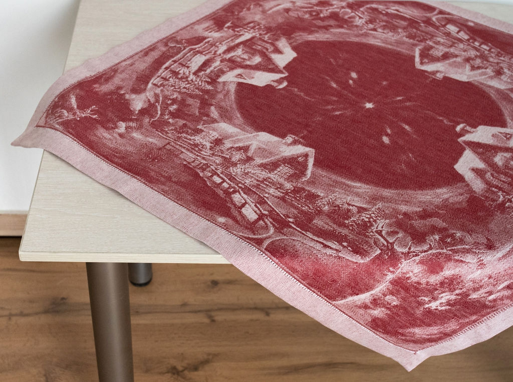 Скатерть столешница 14С-27ЯК 84*84 "Рождественская ночь" цв. красный