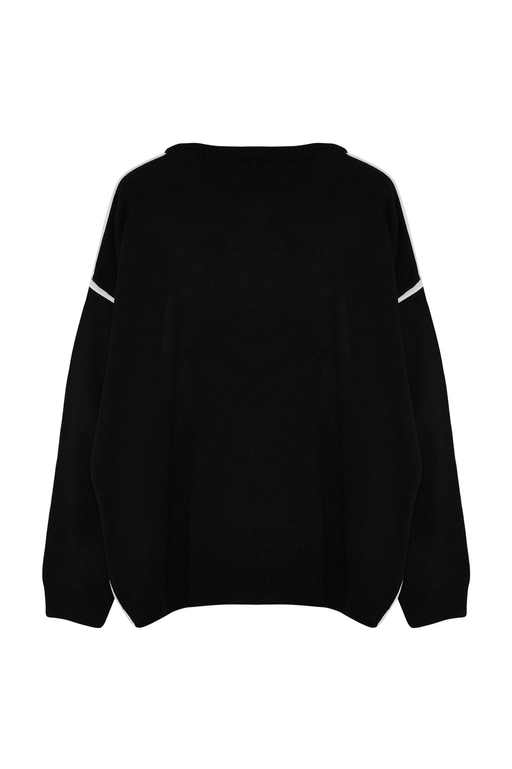 TRENDYOL MAN Siyah Buyuk Beden Oversize Fit Genis Kal?p Biye Detayl? Triko Kazak TMNAW24AN00000 - Trendyolmilla фото 13