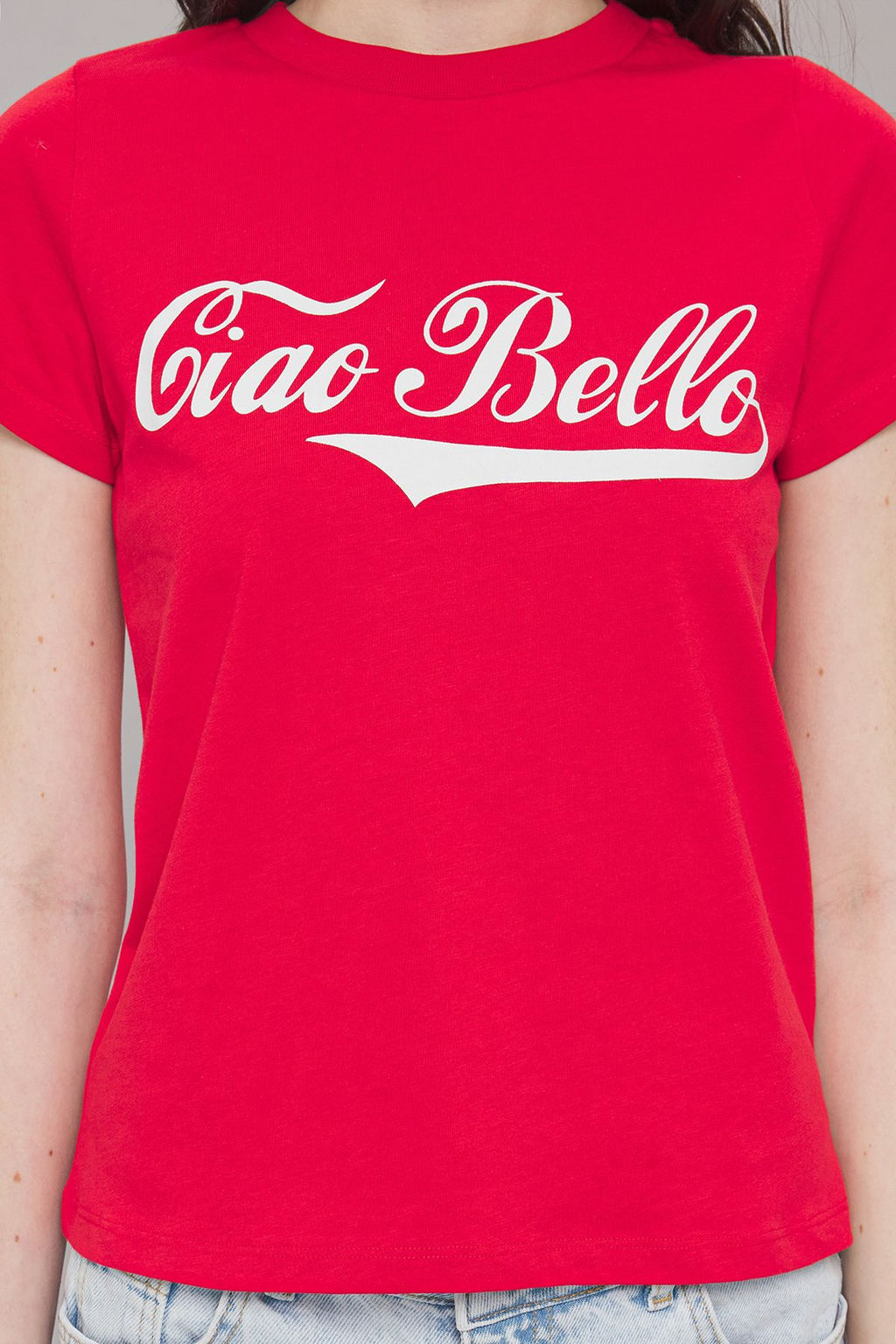 TRENDYOLMILLA K?rm?z? Slogan Bask?l? Regular/Normal Kal?p Orme T-Shirt TWOSS25TS00056  фото 3