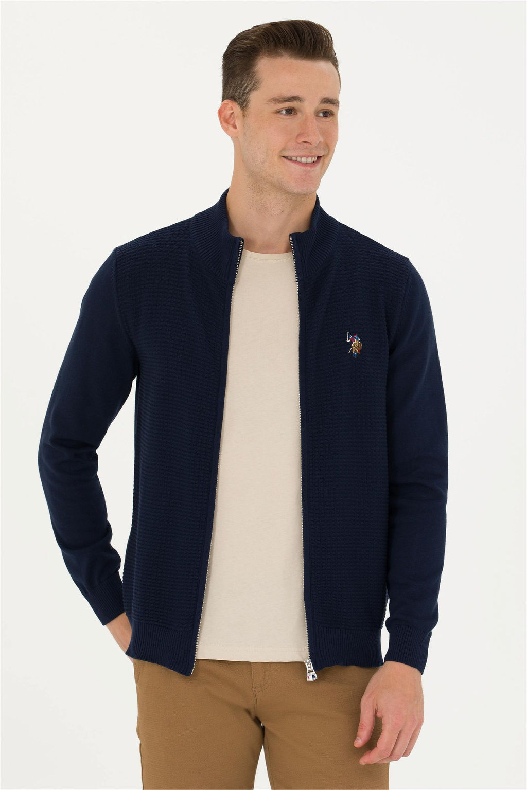 Кардиган мужской U. S. Polo Assn базовый темно-синий из хлопка - U.s. polo assn фото 8