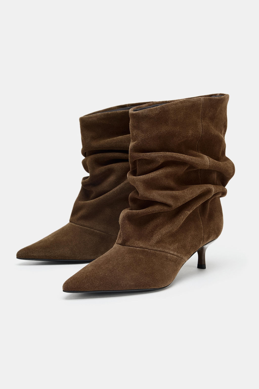 RUFFLED SPLIT SUEDE ANKLE BOOTS - Zara фото 10