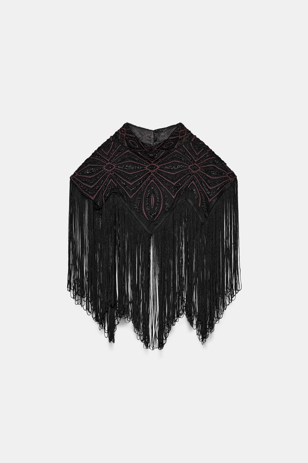 BEADED TULLE TOP WITH FRINGING