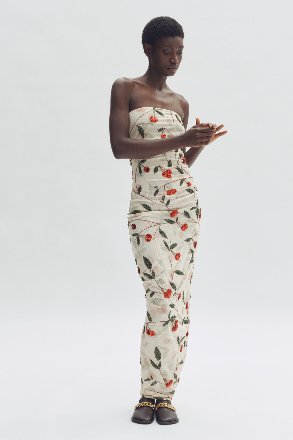 Vestido de tubo en malla con estampado de cerezas - H&m фото 5