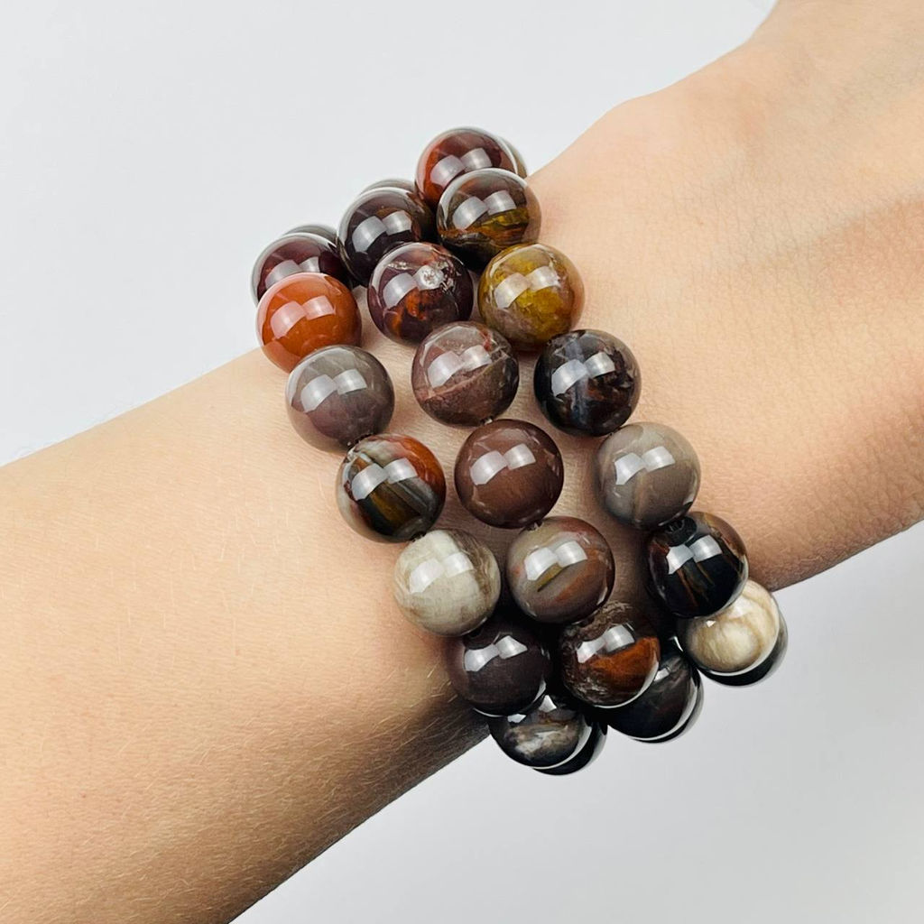 Бусины для украшений Окаменелое дерево (37 бусин) 38 см