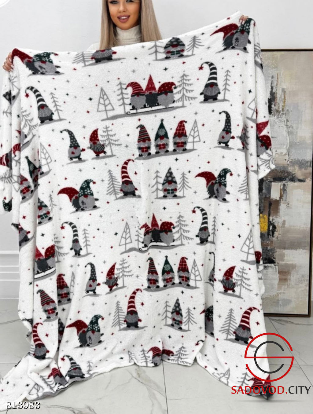 Новогодний плед с рисунком