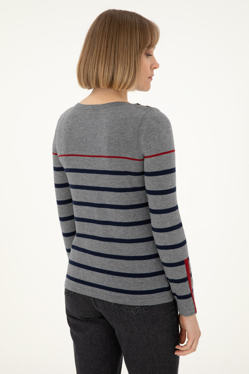 Женский свитер антрацитового меланжевого цвета с круглым вырезом Неожиданная скидка в корзине - U.s. polo assn фото 5