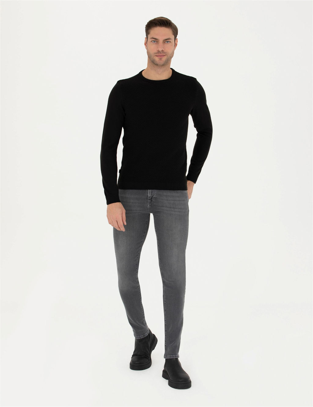 Gri Slim Fit Jean Pantolon