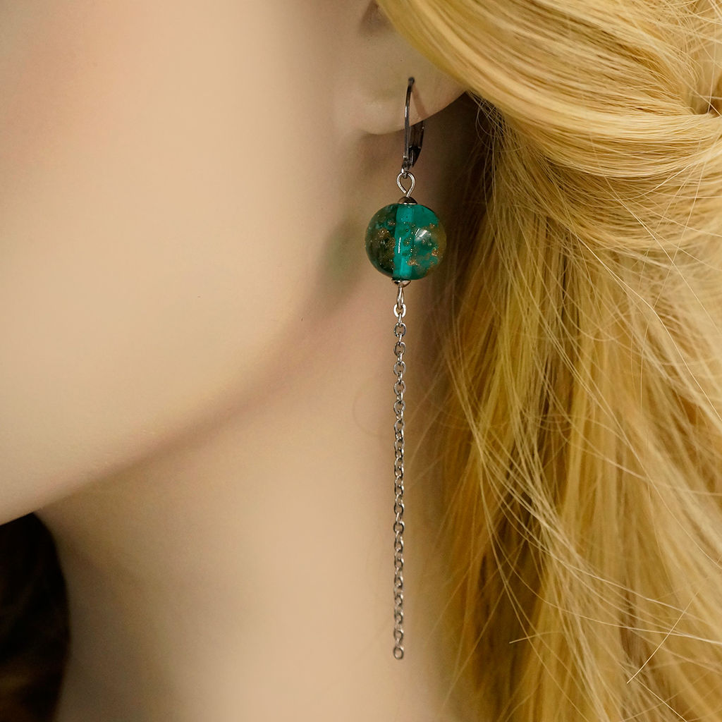Серьги из муранского стекла LS3351/бирюзовый
