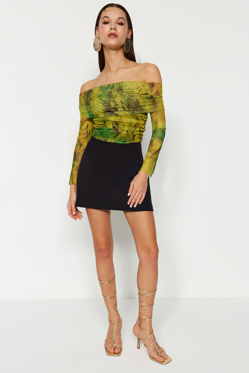 Trendyolmilla Cok Renkli Desenli Orme Tul Bluz TPRAW24BZ00094 фото 3