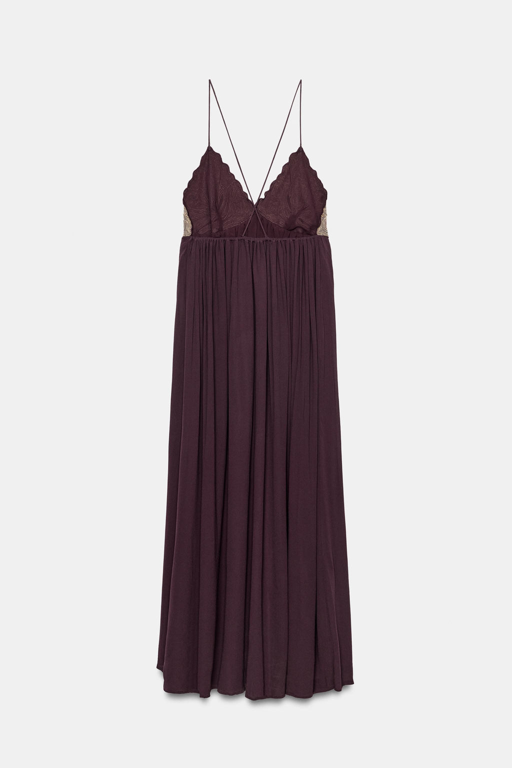 VESTIDO ESTAMPADO FLORAL ABALORIOS / Burgundy - Zara фото 6