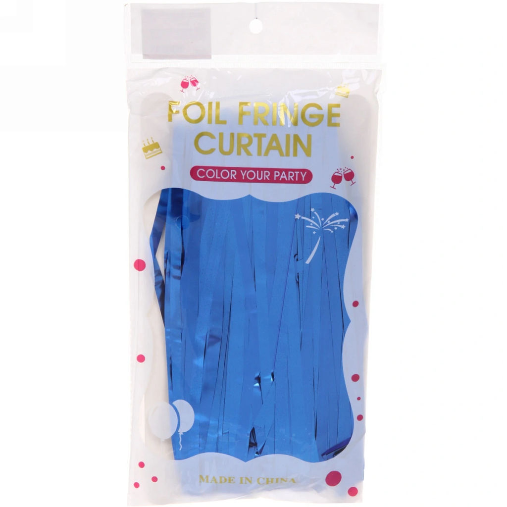 Цена за 2 шт. Занавес фольгированный "Дождь" ш1м, в2м (матовый), Голубой