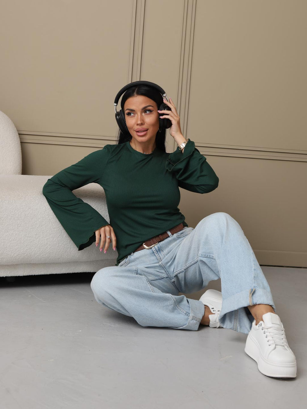 Лонгслив в рубчик мод.2028 - Барболета фото 49