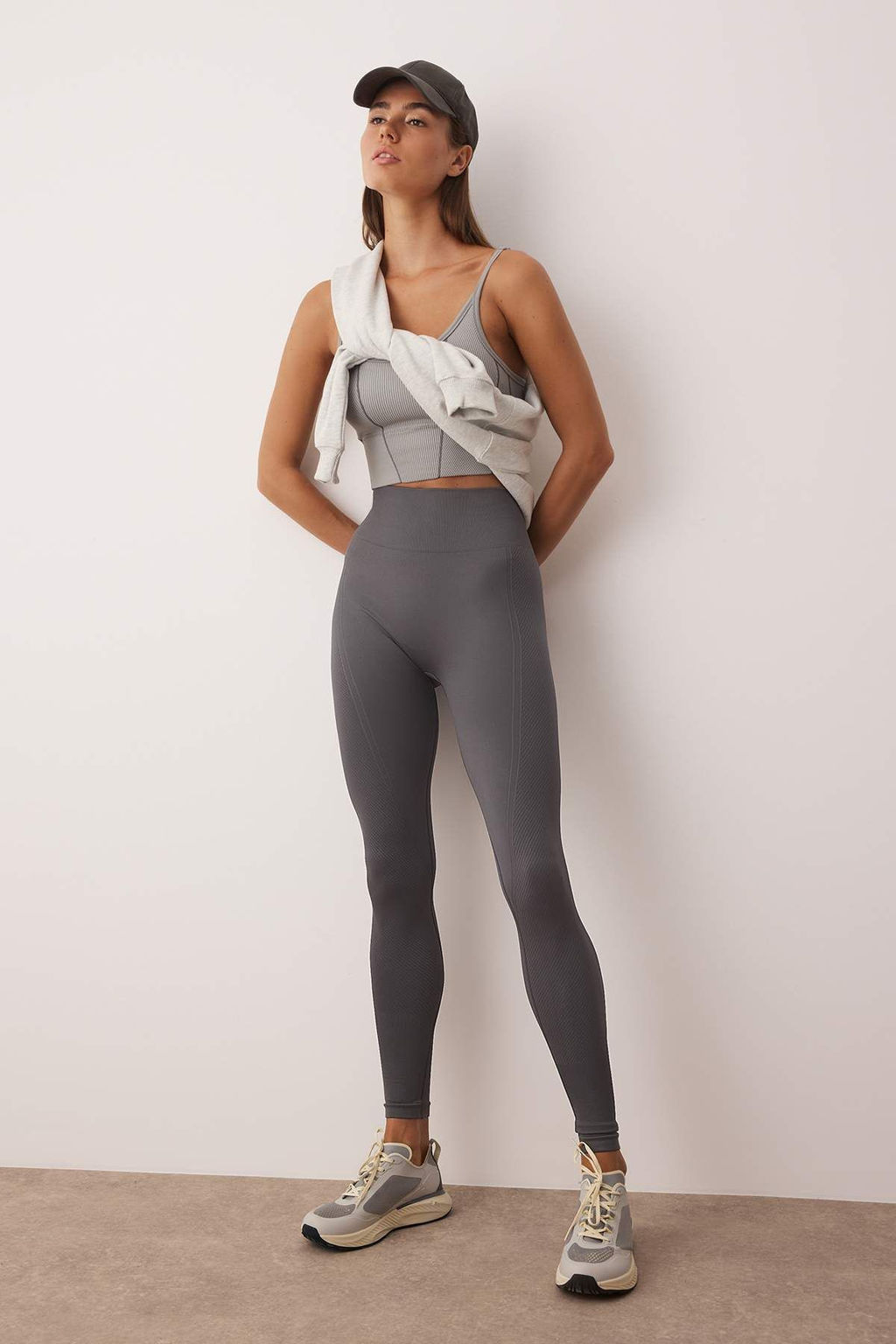 Antrasit Seamless/Dikissiz Tam Boy Orme Spor Tayt THMAW26TY00003 - Trendyolmilla фото 2
