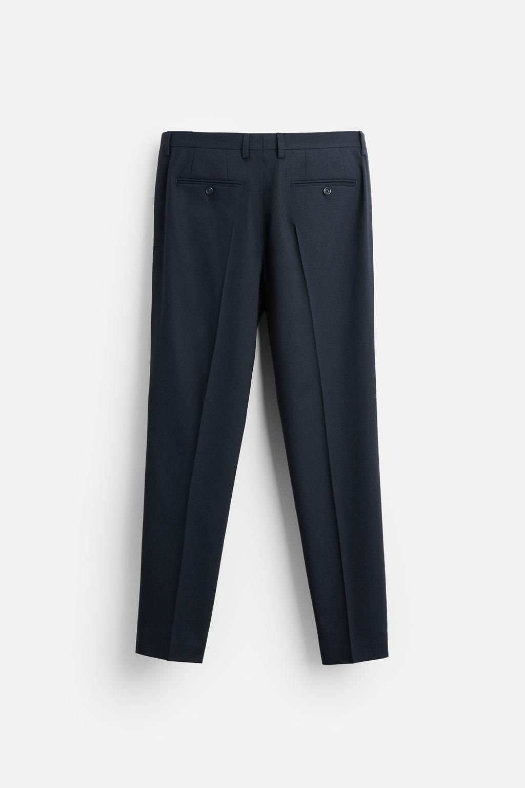 CHECKED TEXTURED WEAVE SUIT TROUSERS - Zara фото 6