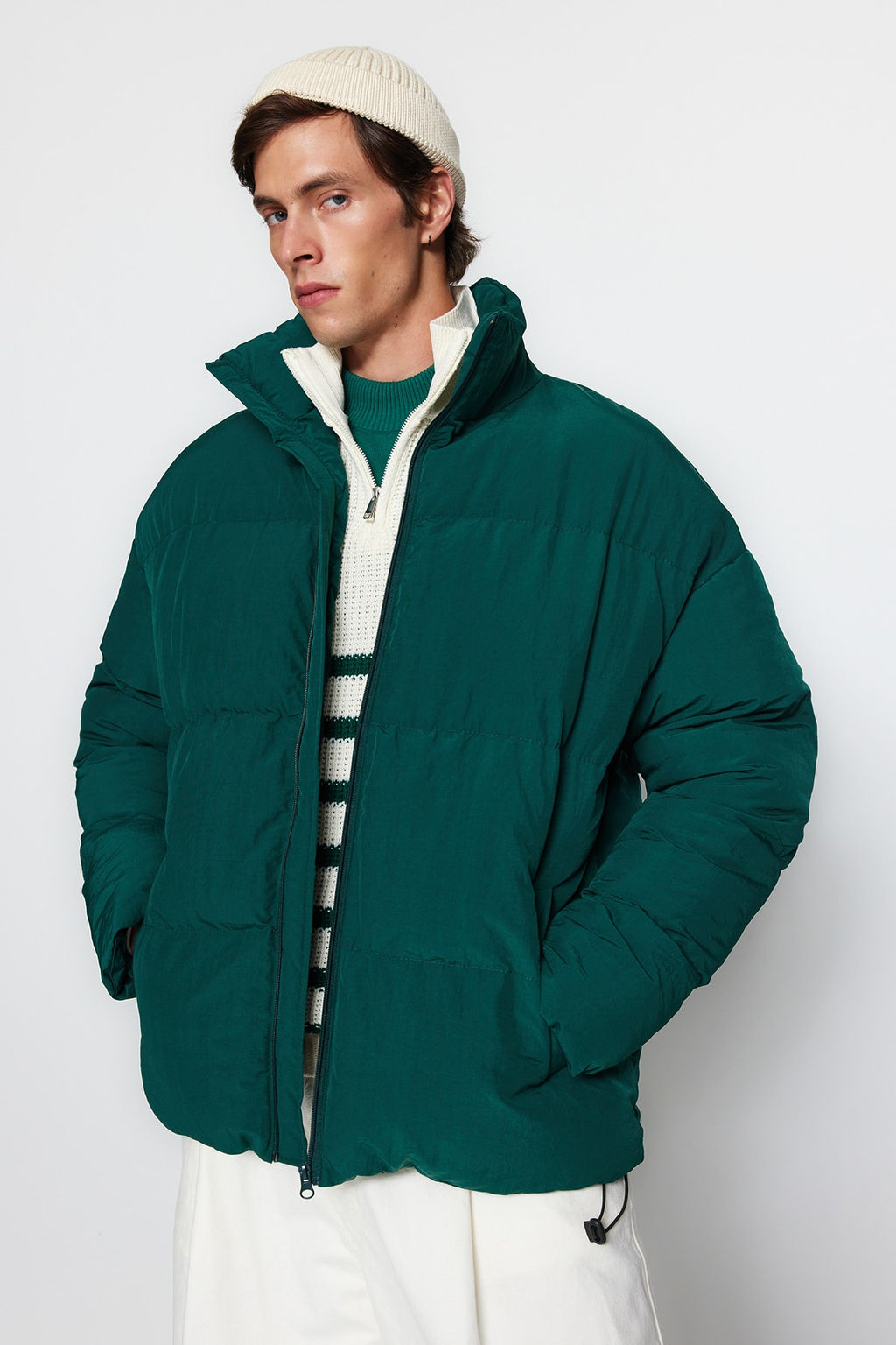 TRENDYOL MAN Lacivert Unisex Oversize Fit Dik Yaka Suya ve Ruzgara Dayan?kl? Sisme K?sl?k Mont TMNAW24MO00003 - Trendyolmilla фото 7
