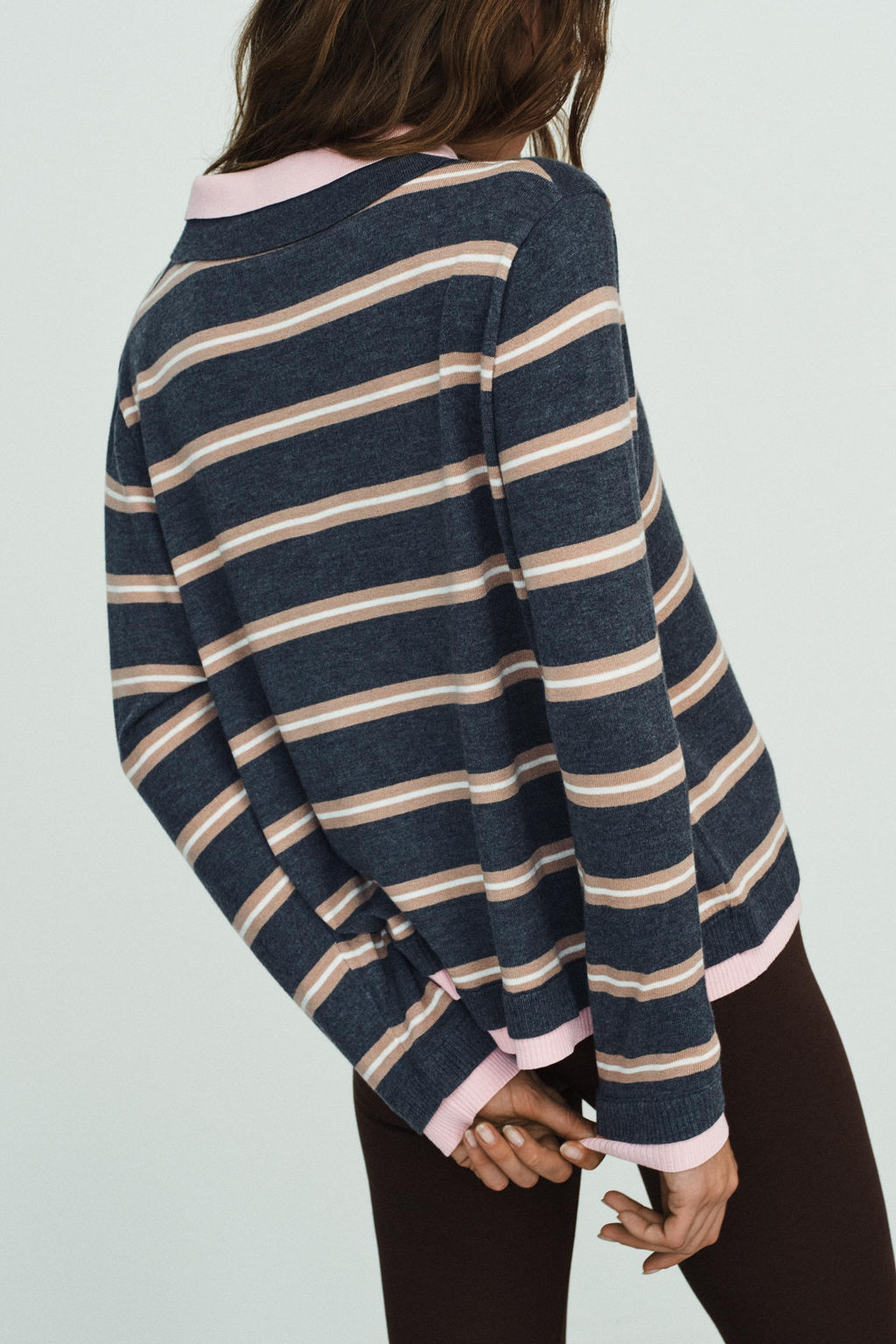 STRIPED COMBINED KNIT POLO SHIRT - Zara фото 12