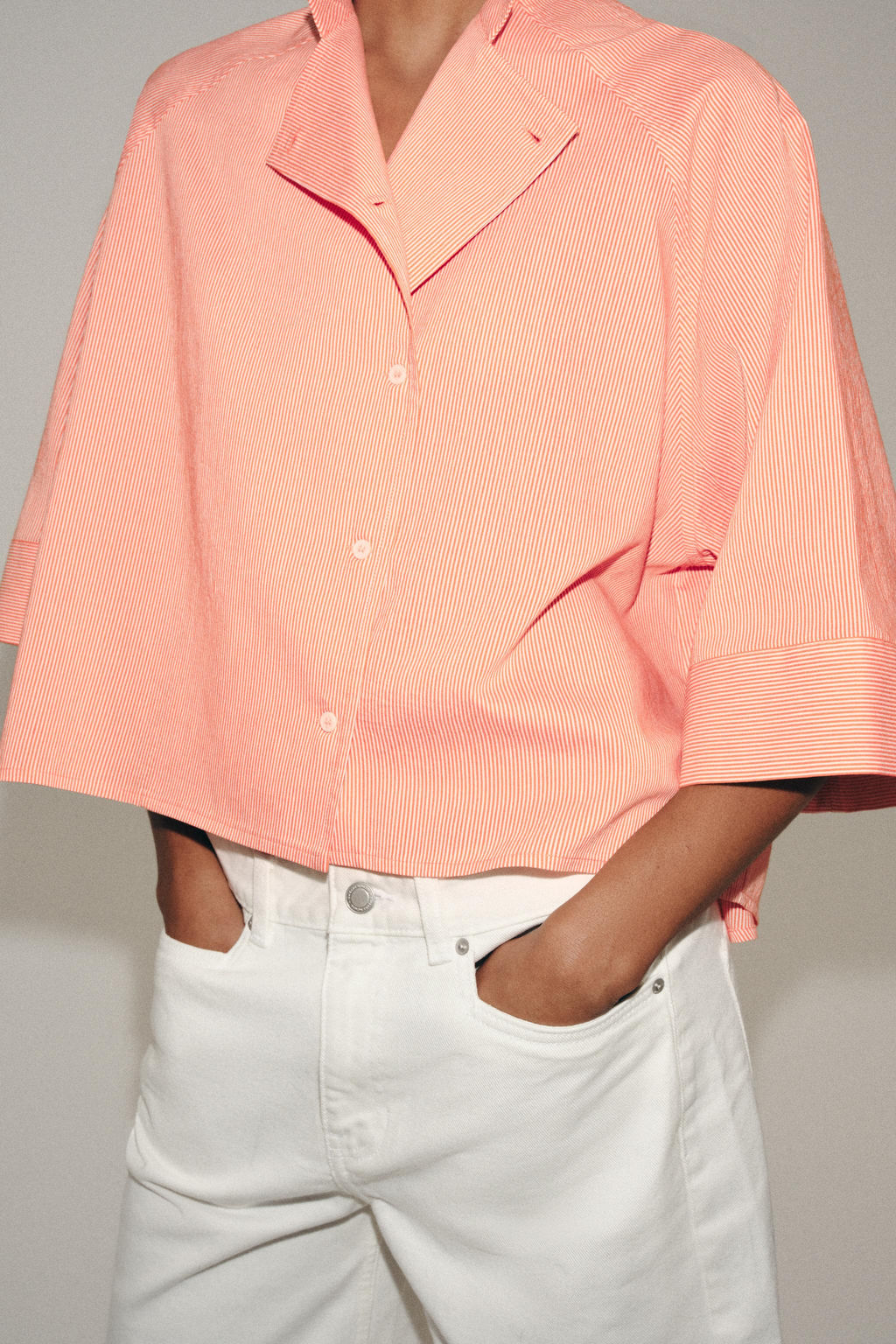 CAMISA ASIM?TRICA RAYAS ZW COLLECTION / Mandarina - Zara фото 2