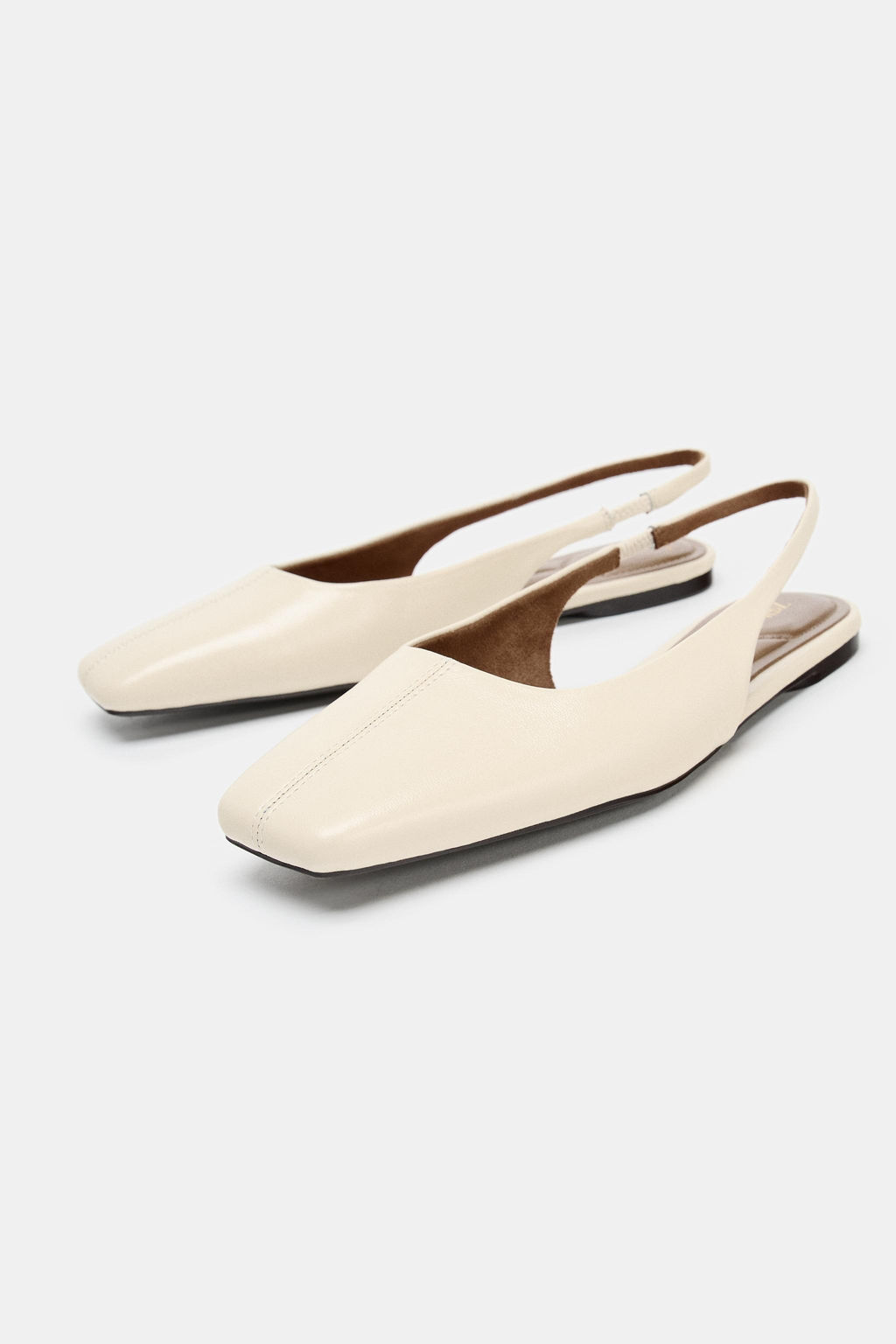 LEATHER SLINGBACK BALLERINA SHOES - Zara фото 4