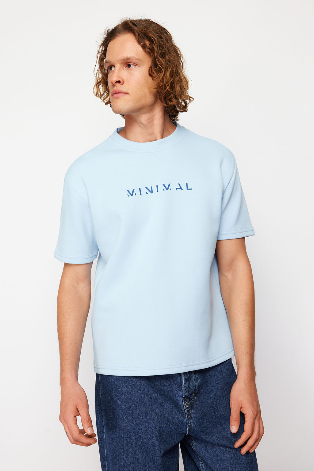 Siyah Oversize/Genis Kesim Kabar?k Yaz? Bask?l? K?sa Kollu Tok Kumasl? T-Shir TMNSS24TS00114 - Trendyolmilla фото 12