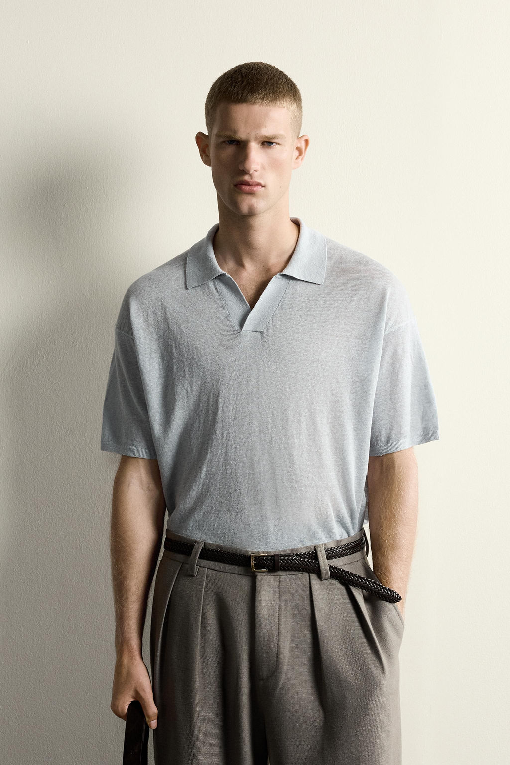 POLO PUNTO RELAXED FIT 100% LINO / Azul pastel - Zara фото 2