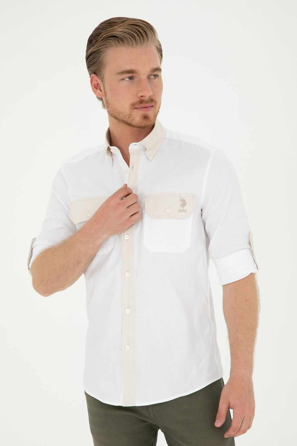 U. S. Polo Assn / Мужская рубашка с длинным рукавом Stone - U.s. polo assn фото 8