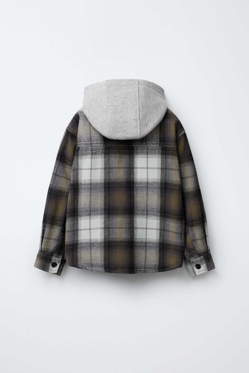 CHECK OVERSHIRT WITH DETACHABLE FLEECE HOODIE - Zara фото 3