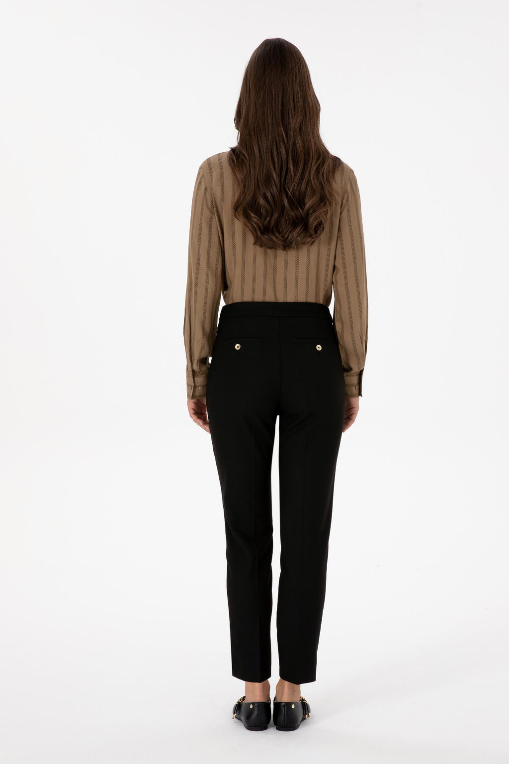 Kad_n Siyah Carrot High Waist Fit Kanvas Pantolon