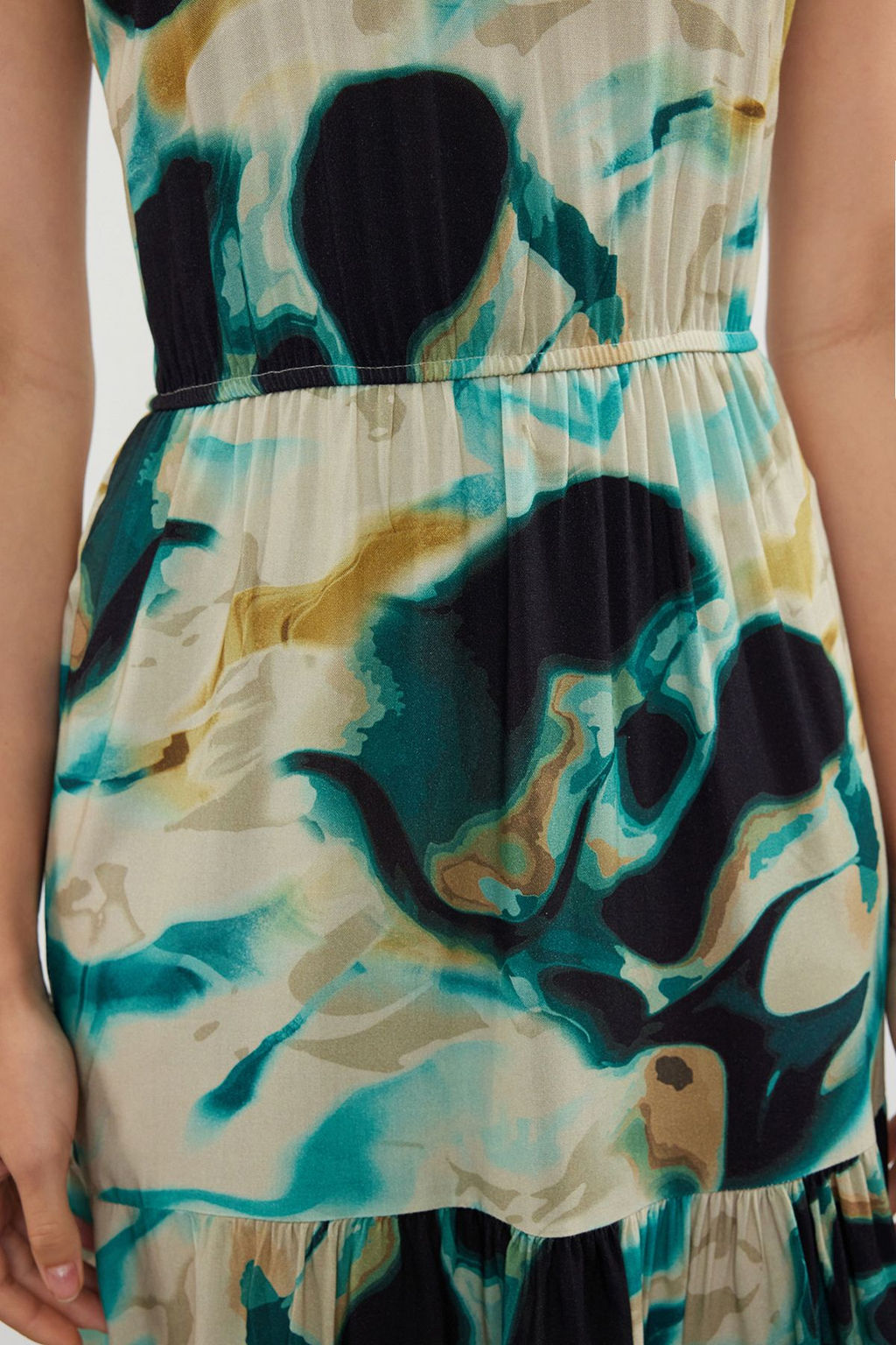 Siyah Soyut Desenli A Kesim Halter Yaka Maxi Dokuma Elbise TWOSS24EL01025 - Trendyolmilla фото 4