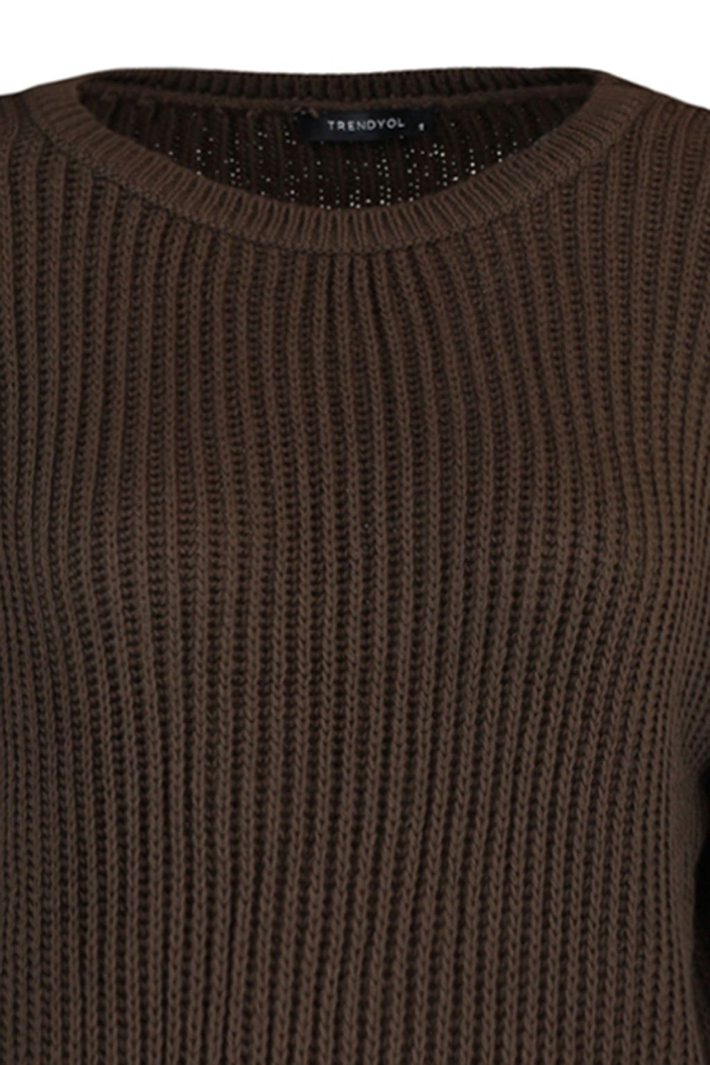 Kahverengi Crop Genis Kal?p Ispanyol Kol Triko Kazak TWOAW20KZ0743