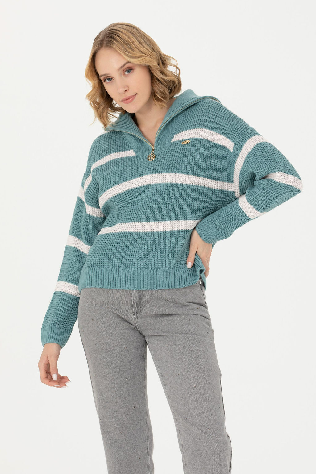 U. S. Polo Assn Женский мятный свитер с v-образным вырезом - U.s. polo assn фото 15