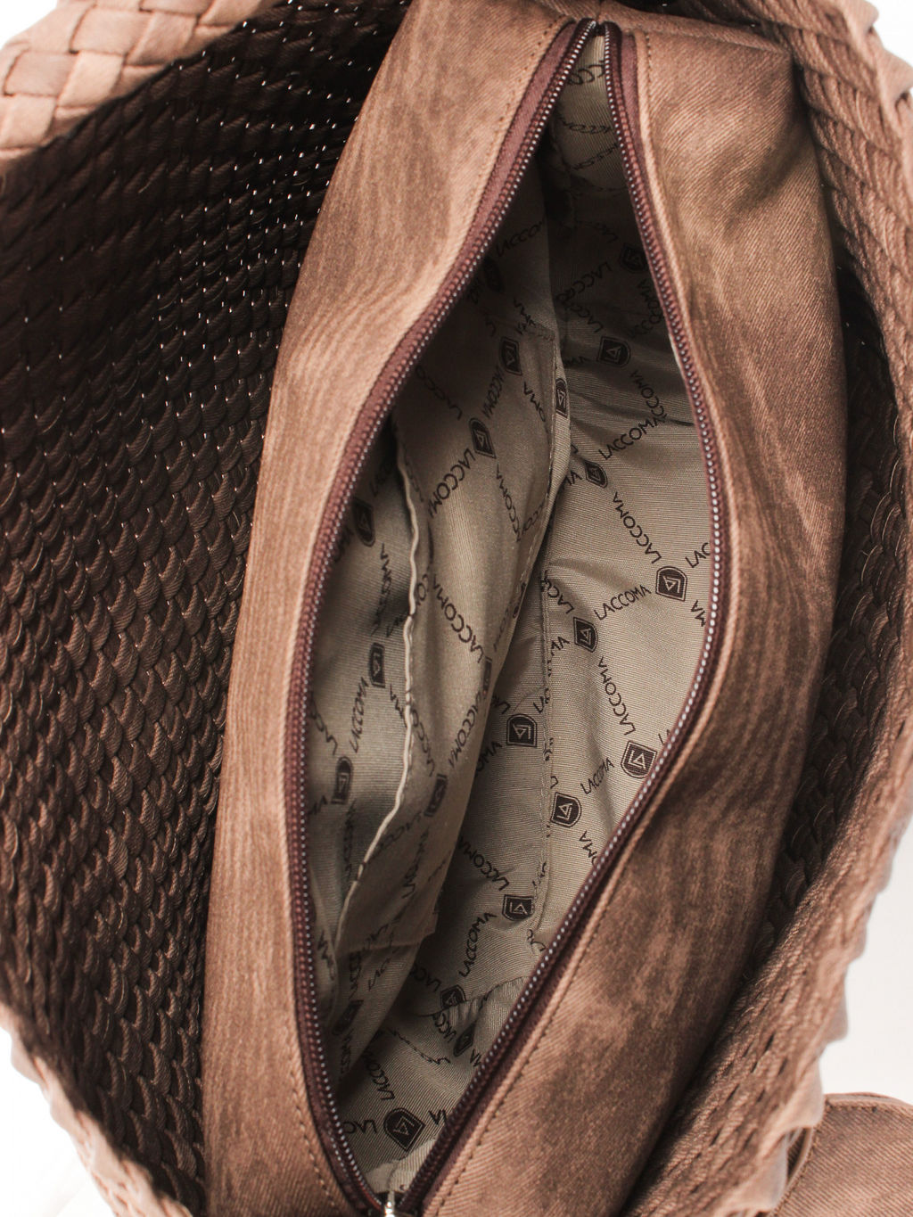 LACCOMA сумка СУ1053-0-винтаж коричневый эко кожа хлопок  фото 5