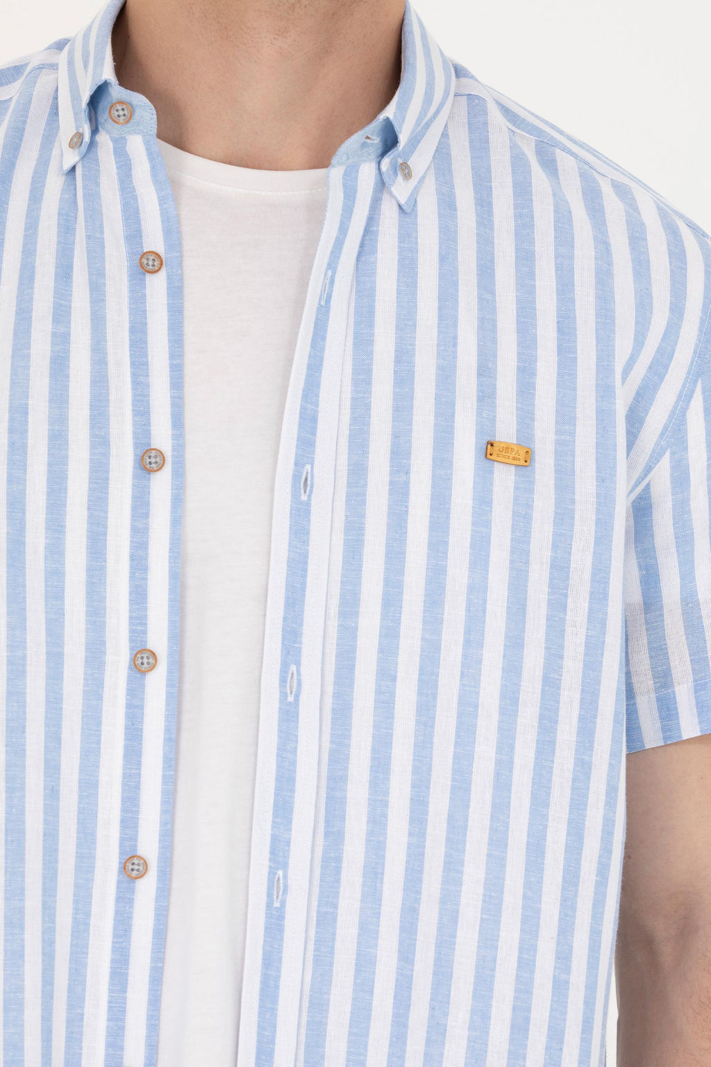 Мужская синяя рубашка с коротким рукавом - U.s. polo assn фото 8