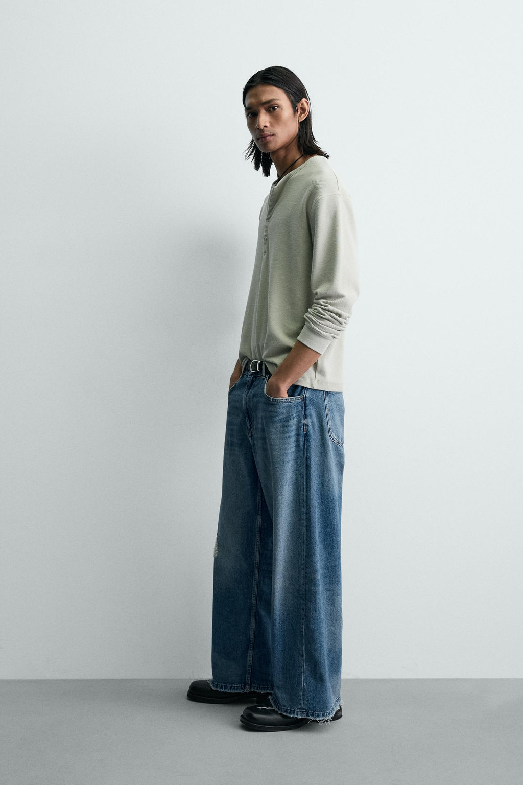 JEANS RELAXED FIT ROTOS / Azul medio - Zara фото 4