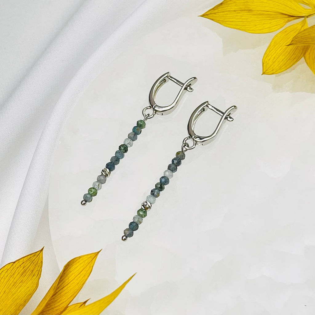 Серьги длинные из Кианита