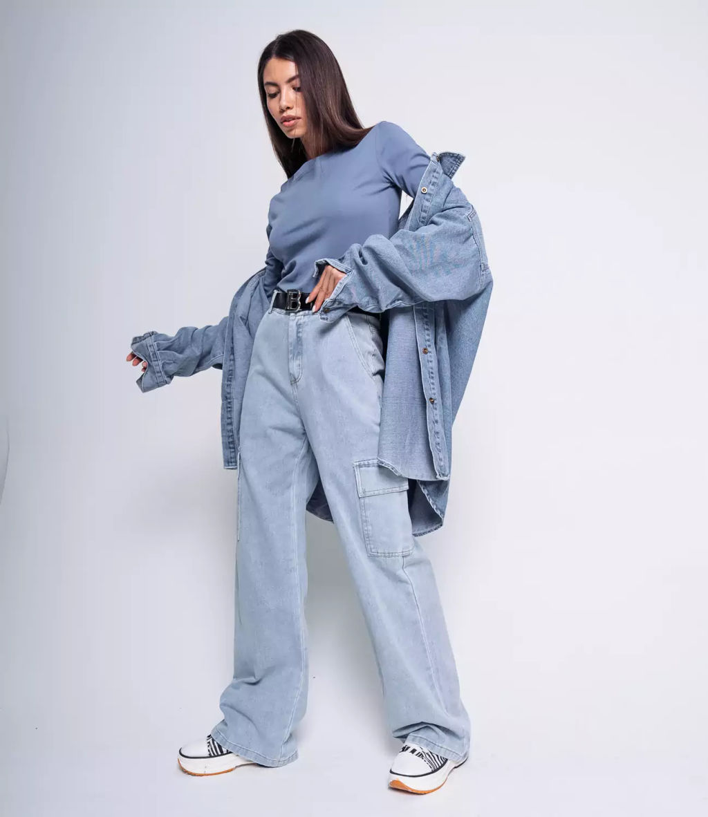 Джинсы #КТ7501, голубой