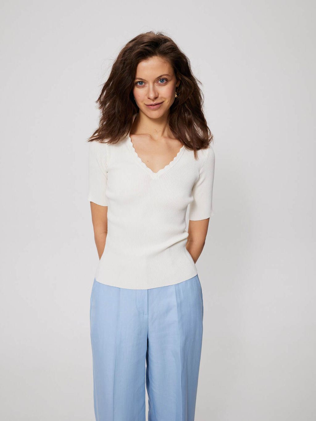 Джемпер с отложным воротником 321.070289/Молочный - Seven senses фото 9