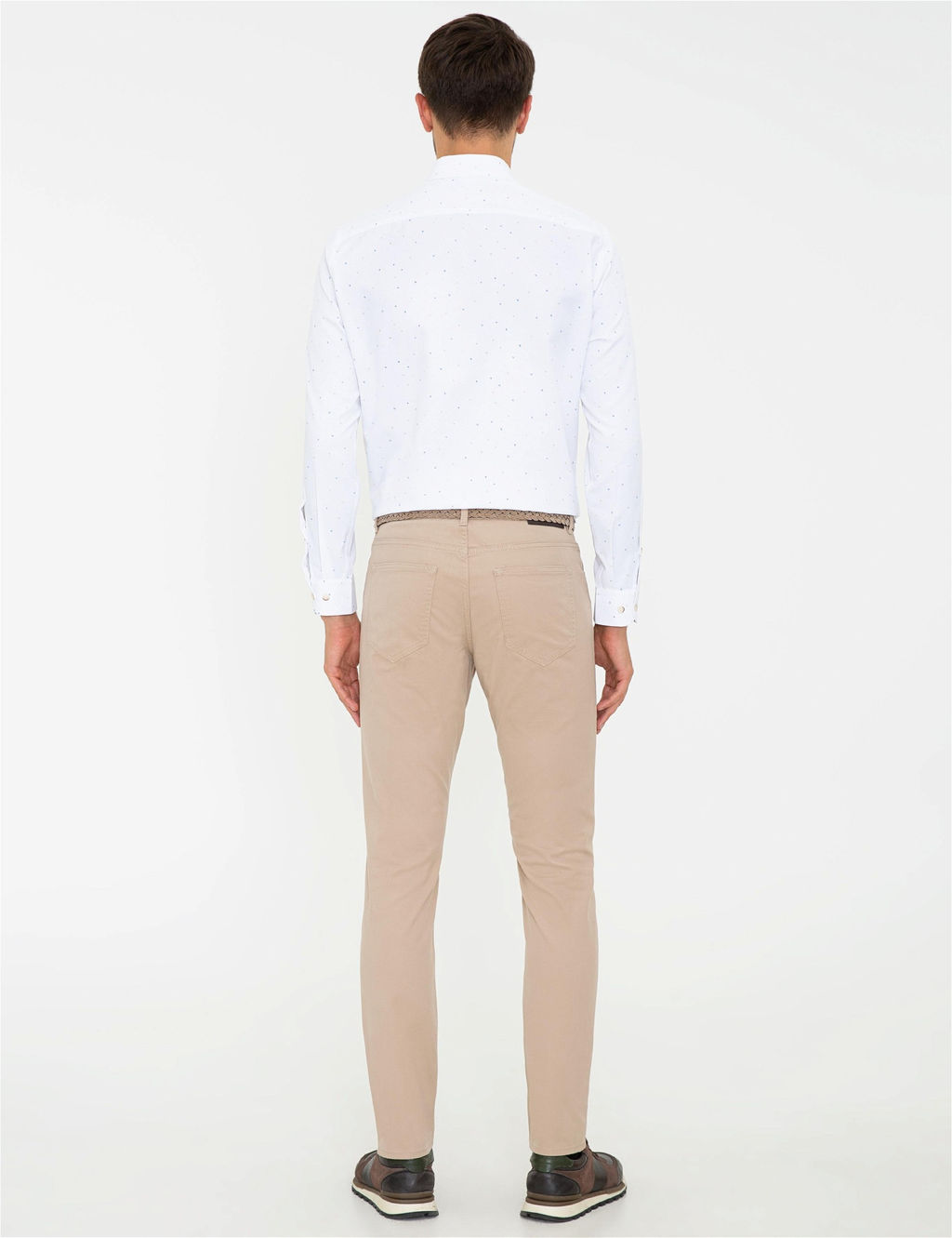 Bej Slim Fit Kanvas Pantolon