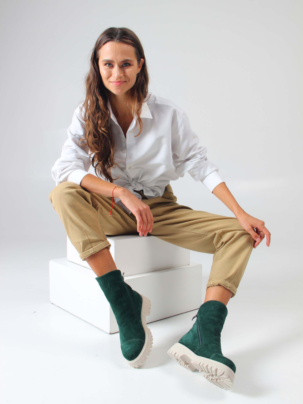 Ботинки EDART 233.1541 be. Зеленый замша/байка - Ed'art фото 2