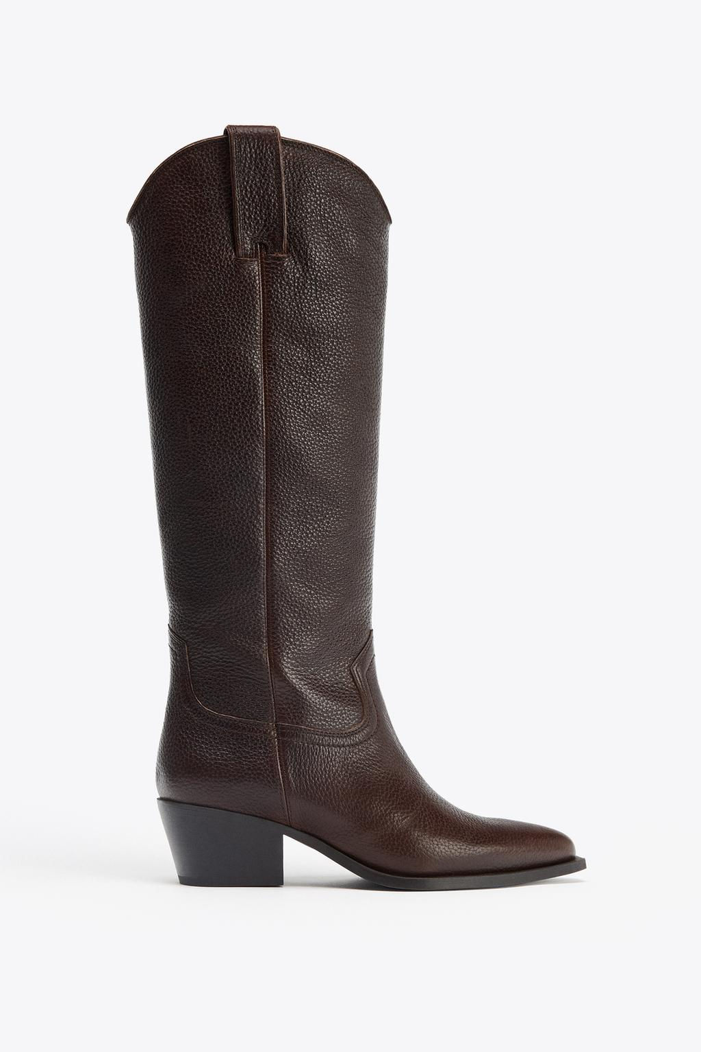 LEATHER KNEE-HIGH BOOTS - Zara фото 4