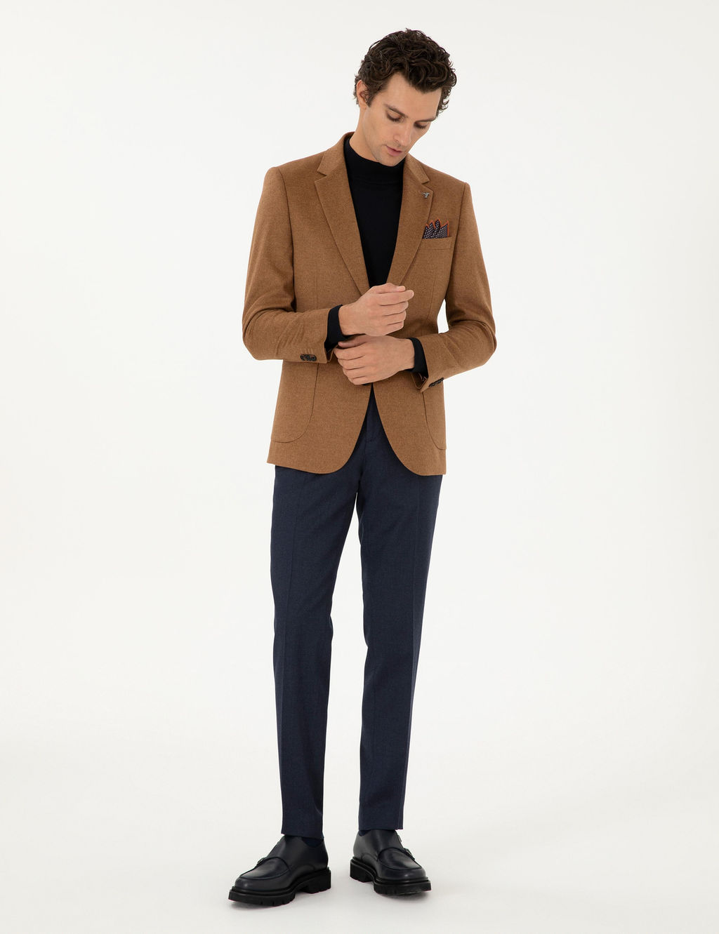 Тканевые брюки узкого кроя темно-синего цвета - Cacharel фото 3