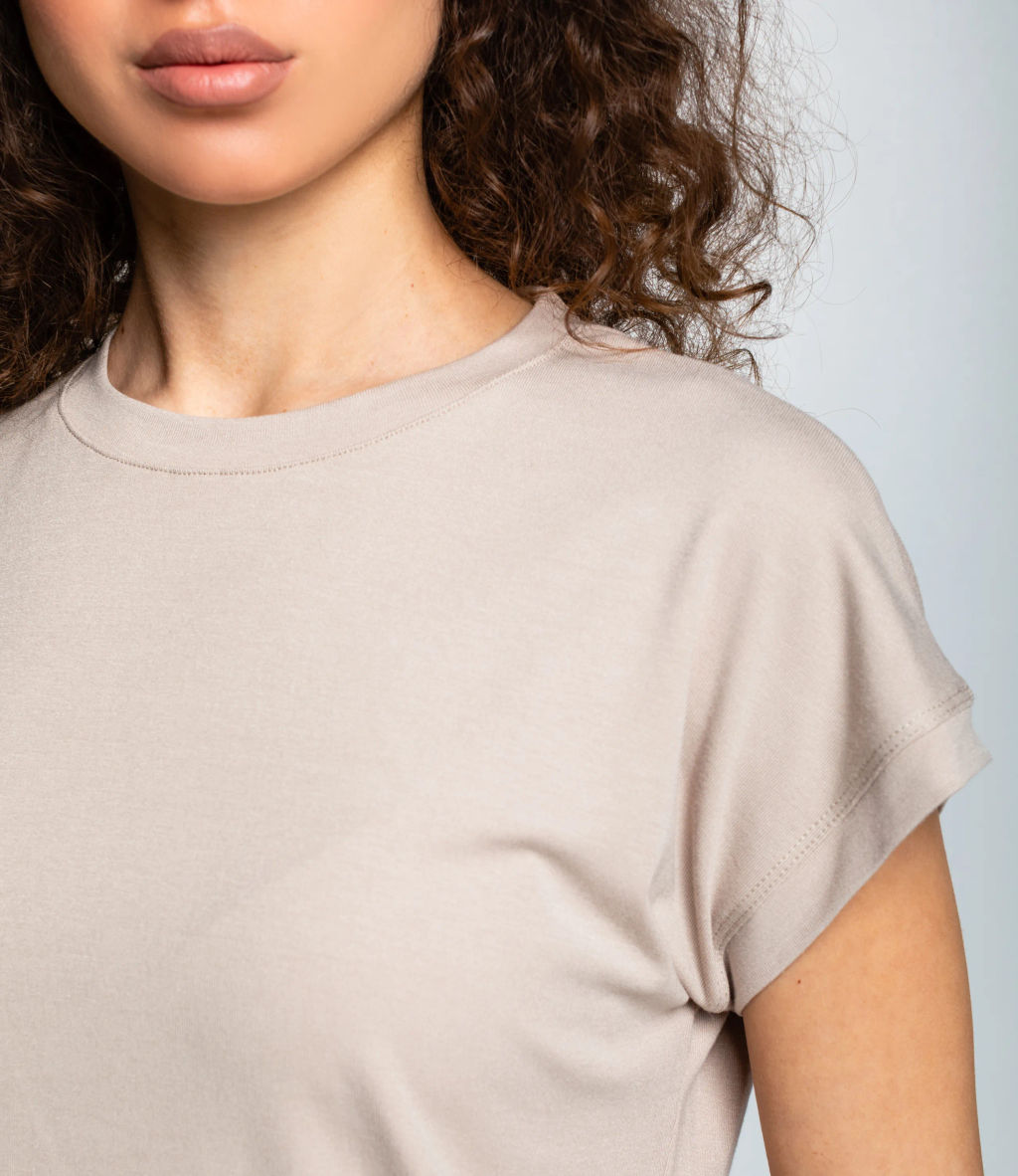 Футболка #КТ1016 (1)-1, бежево-серый