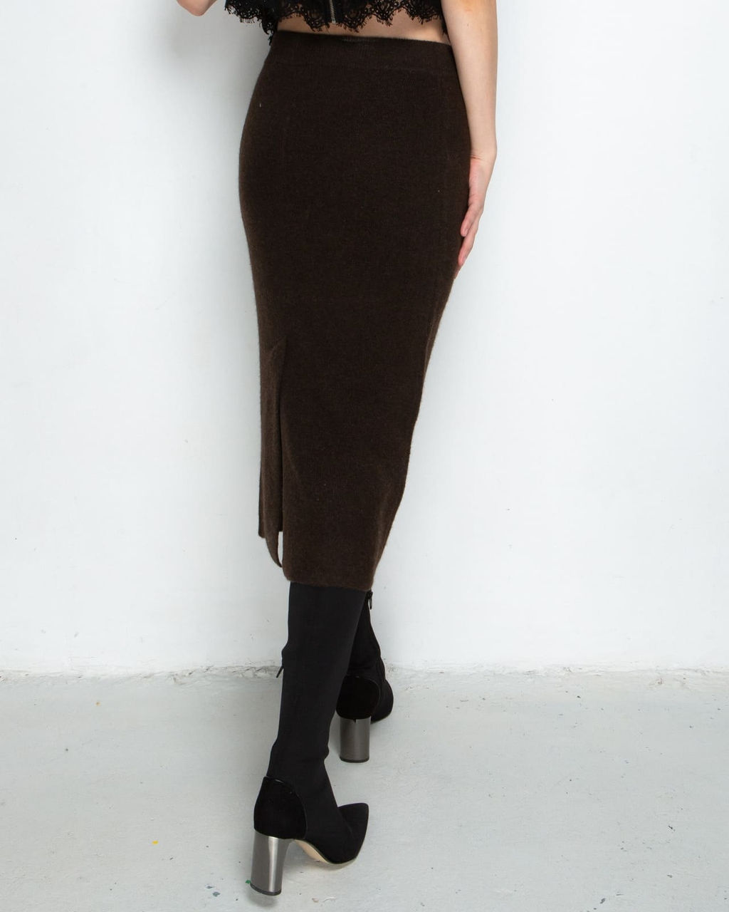 Юбка из пуха яка 07035 темно-коричневая