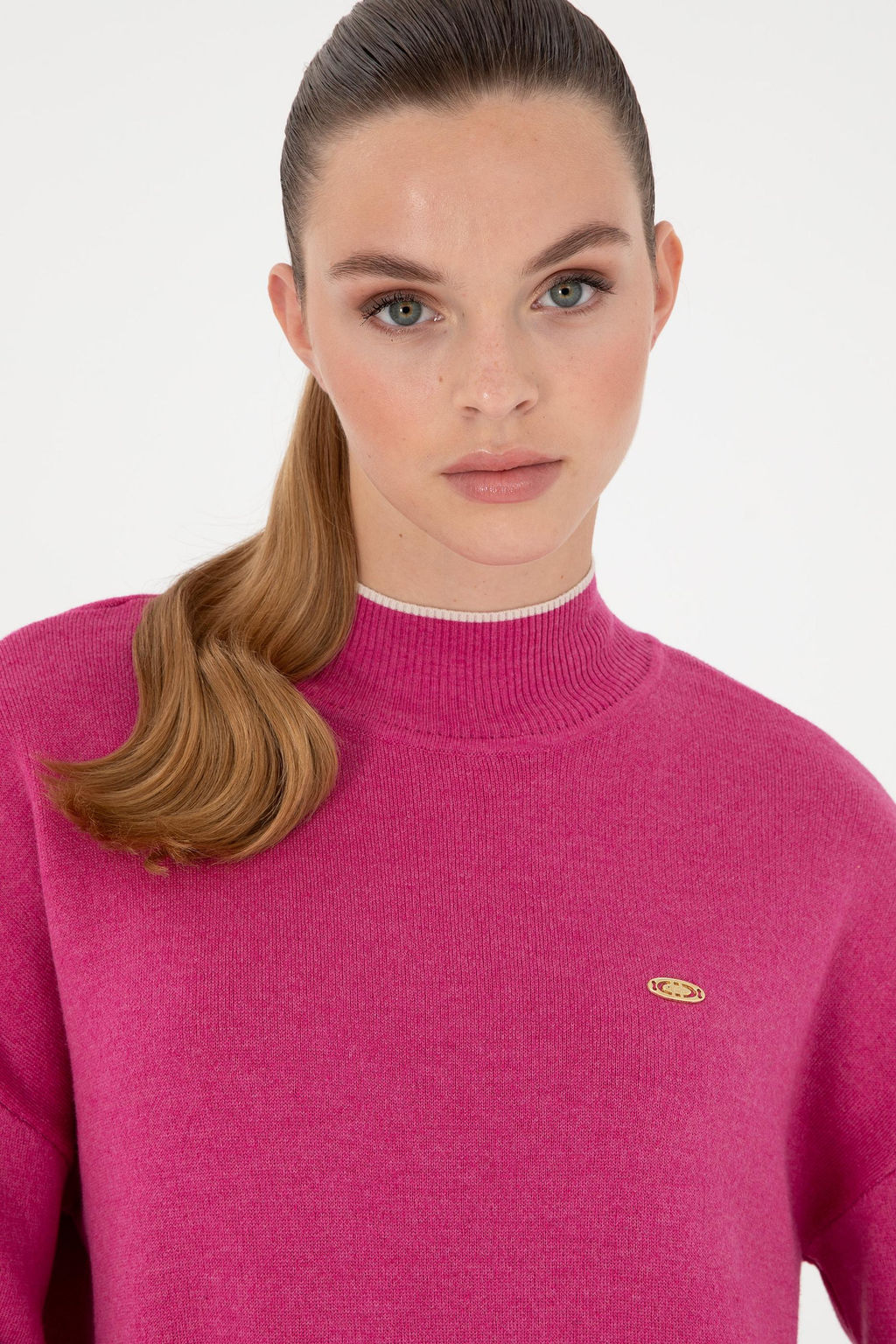 Женский свитер с высоким воротником цвета фуксии Неожиданная скидка в корзине - U.s. polo assn фото 2