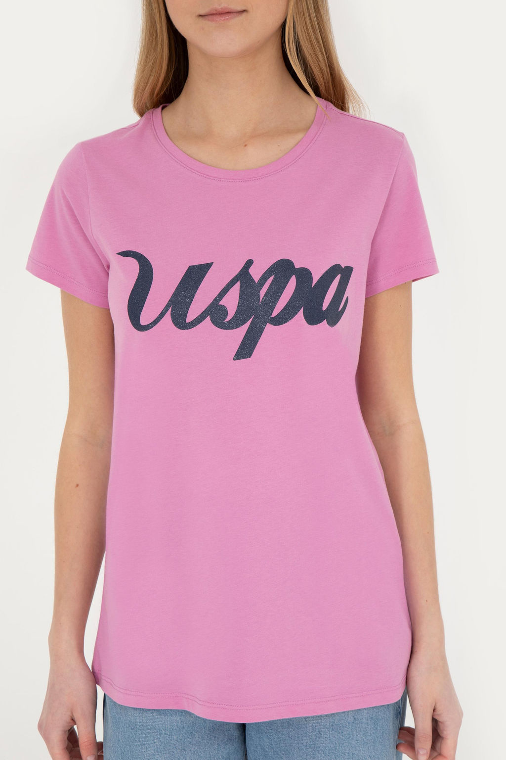 Женская фиолетовая футболка с круглым вырезом - U.s. polo assn фото 13