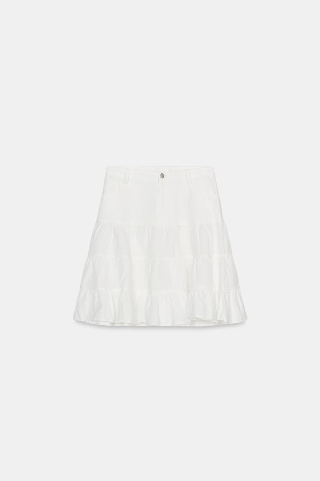 FALDA CON LINO VOLANTES / Blanco roto - Zara фото 4