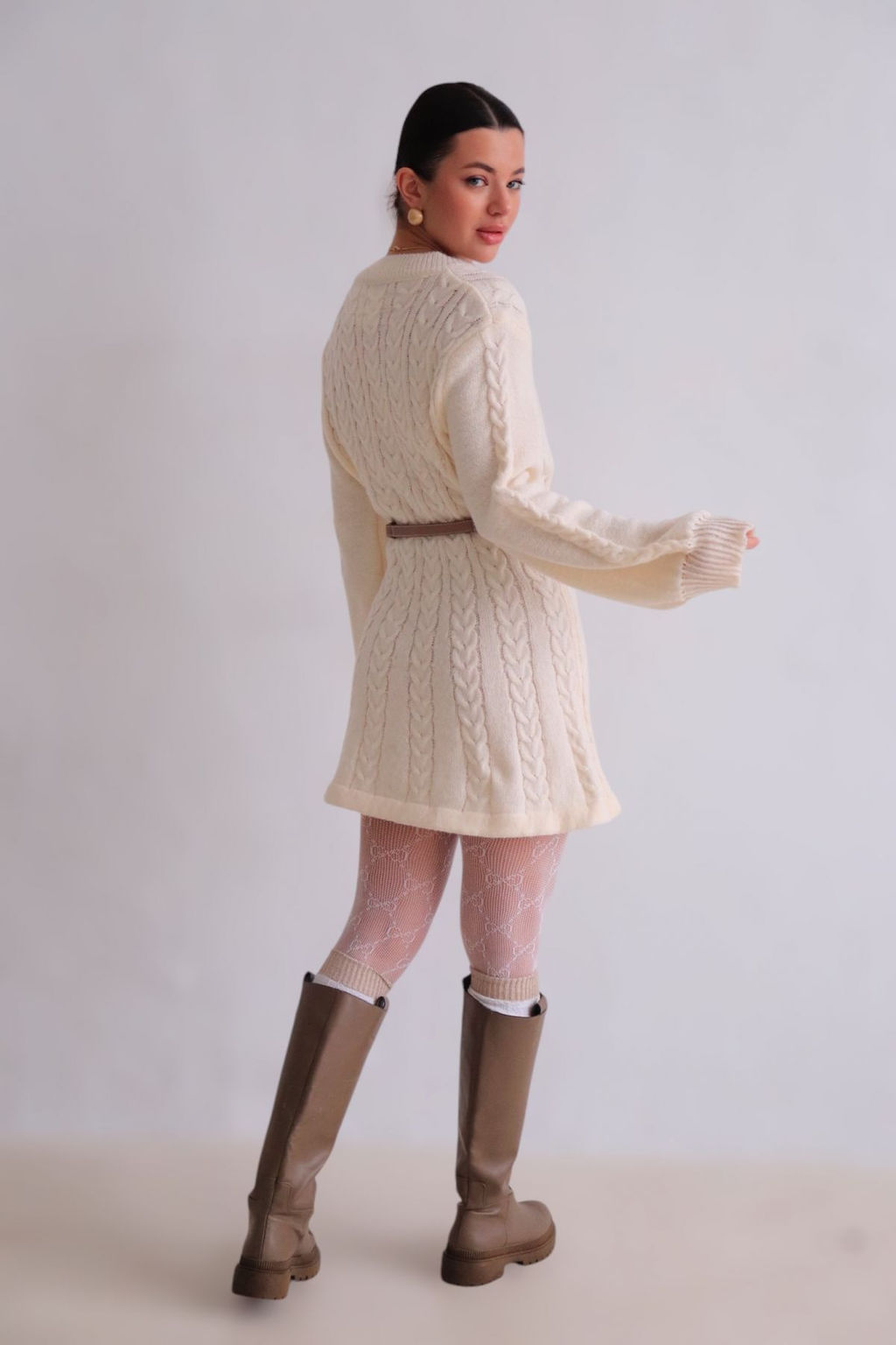 Martichelli Платье вязаное с косами айвори  фото 3