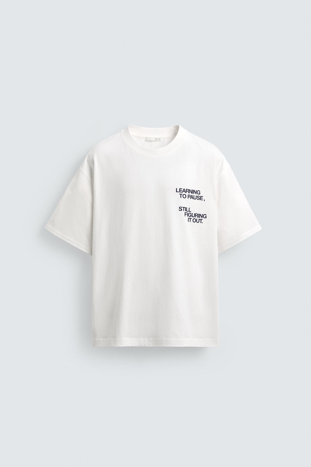CAMISETA TEXTOS ESTAMPADOS CONTRASTE / Blanco