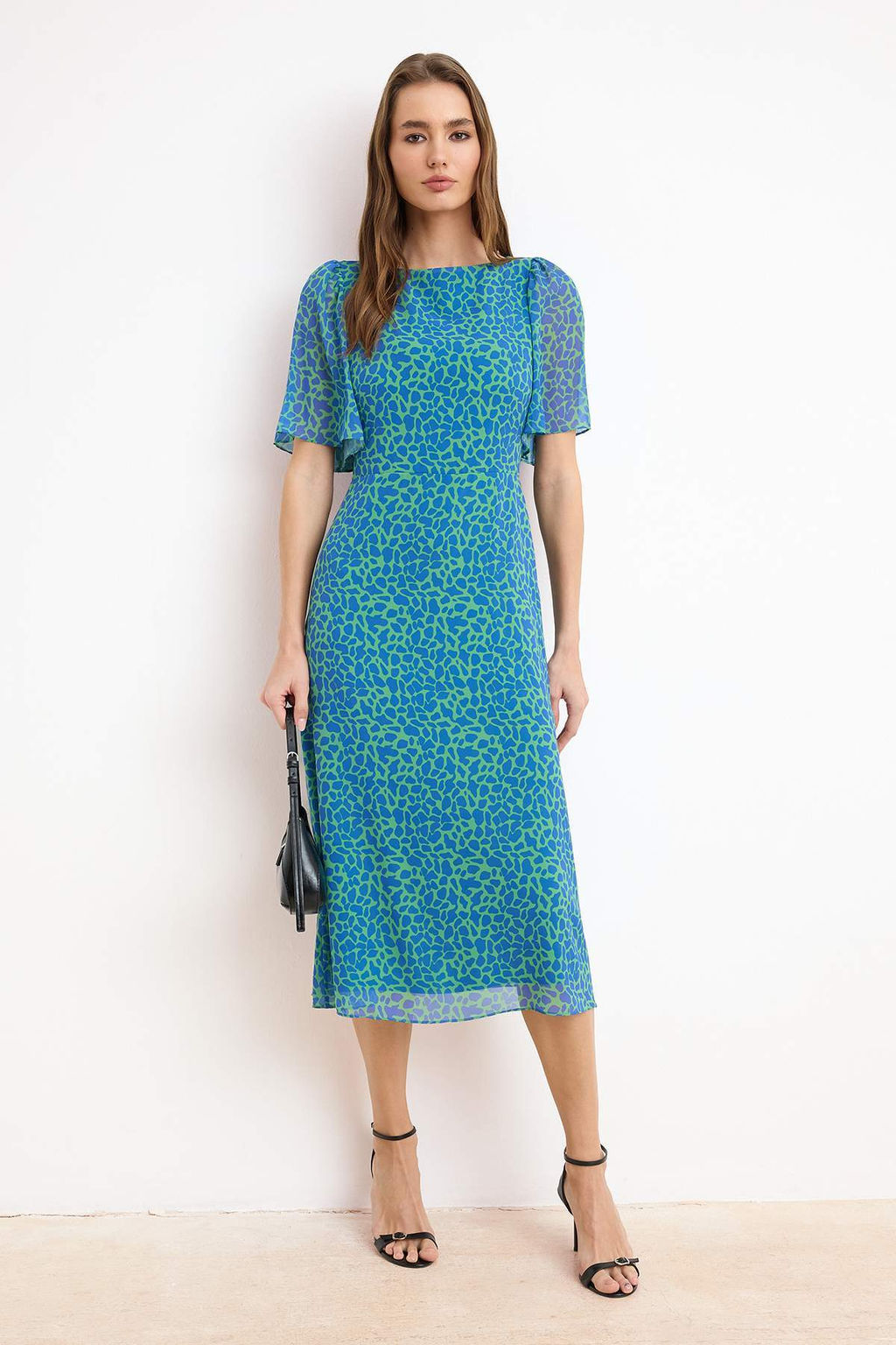 Fusya Animal Desenli A Kesim Melek Kol Astarl? Sifon Ucus Ucus Dokuma Midi Elbise TWOSS23EL01372 - Trendyolmilla фото 29