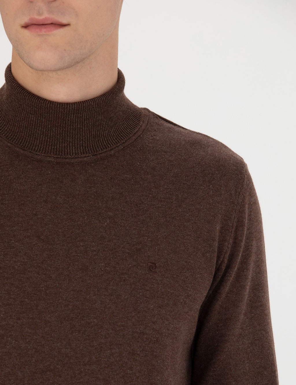 Kahverengi Slim Fit Bal_k__ Yaka Basic Triko Kazak